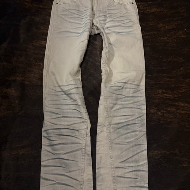 semantic Design Dirty Washing 화이트 데님 진