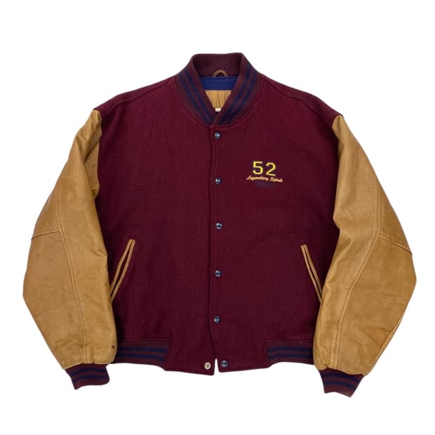 90‘s 갭 울/레더 바시티 자켓