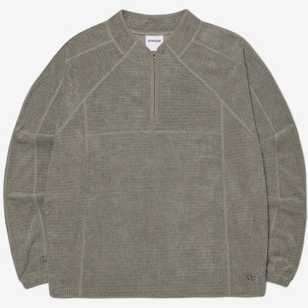 노매뉴얼 HEAVY WAFFLE HALF ZIP-UP - GRAY