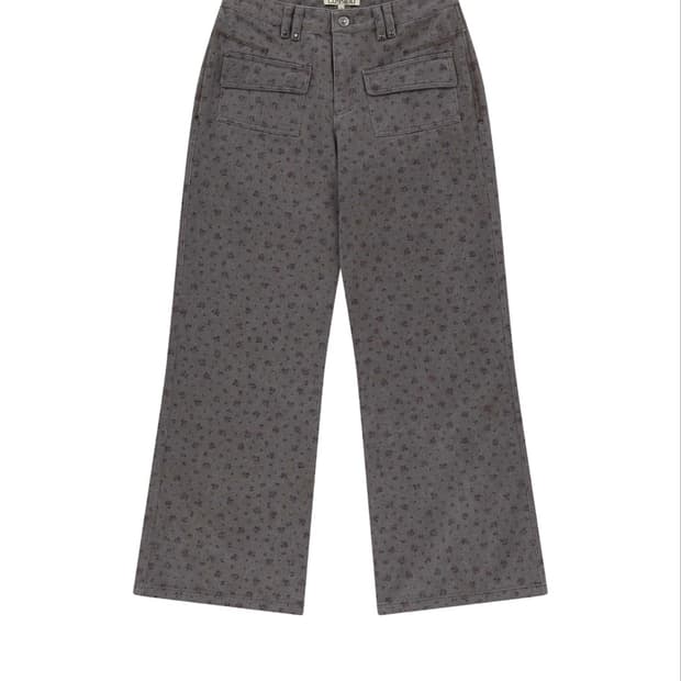 Coyseio flower pattern pants purple grey