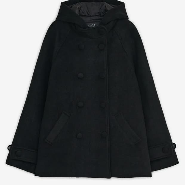 [새상품] 허그유어스킨 후드 하프 코트 블랙 허유스 hugyourskin