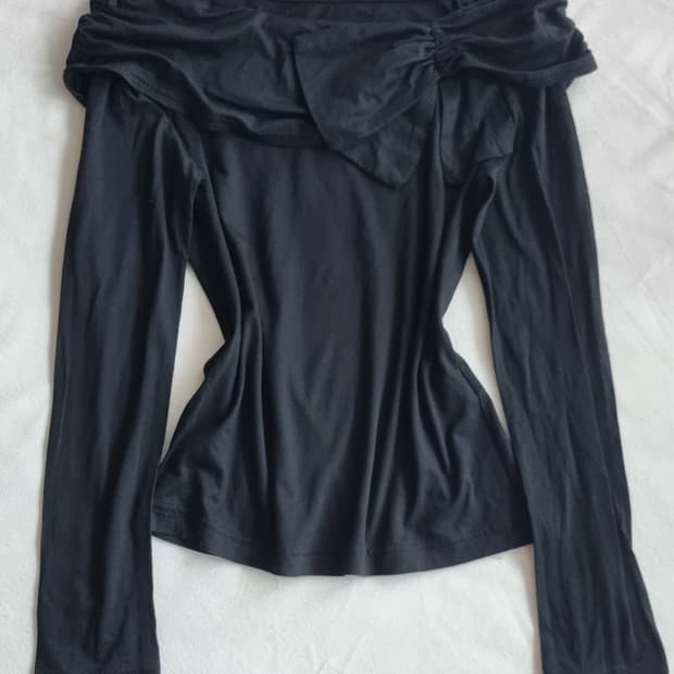 빈티지 갸루 공겜여주 블랙 리본 탑