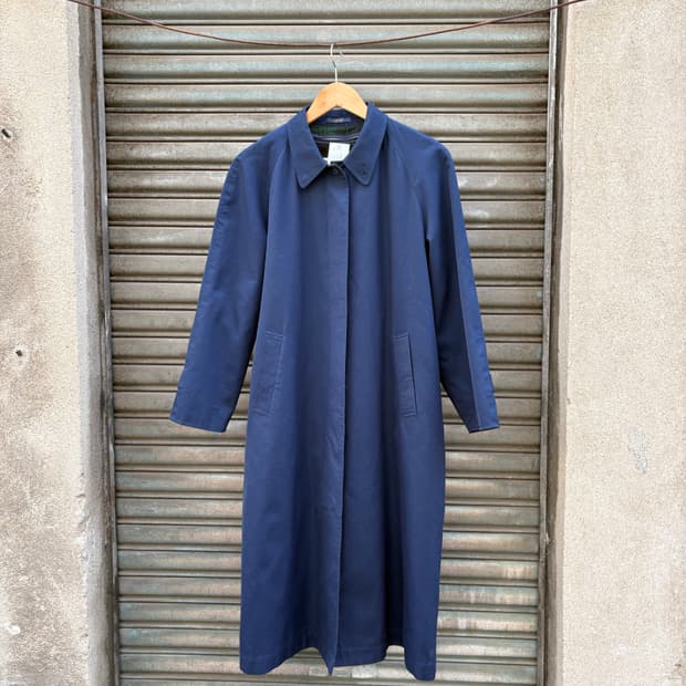 Quippy 체크패턴 내피 탈부착 네이비 트렌치코트