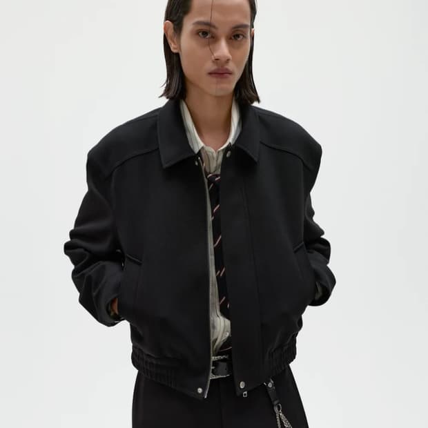 [46] 새상품 엘무드 마티오 울 개버딘 블루종 자켓 블랙