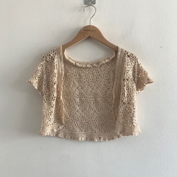 Punching frill bolero cradigan(beige)
