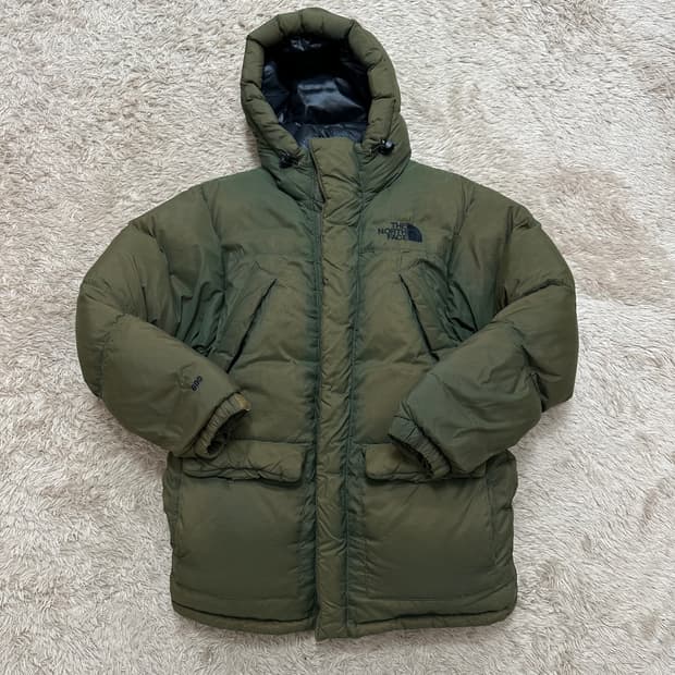 노스페이스 800필 구스다운 워싱 올리브 카키 