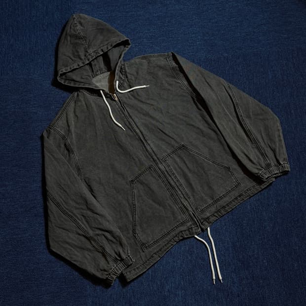 빈티지 흑청 후드자켓