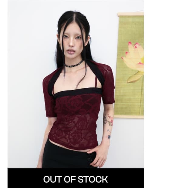 미애 Floral Lace Sleeveless & Bolero SET