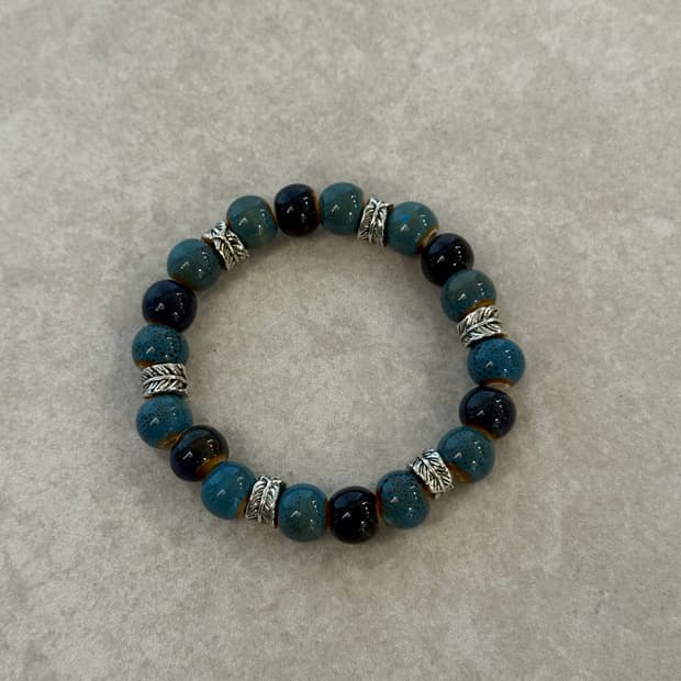 블루 도자기 비즈 팔찌