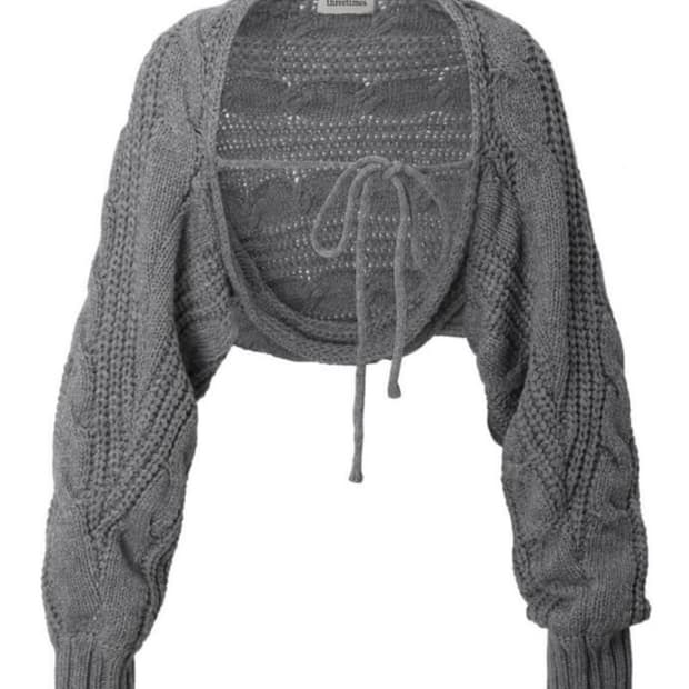 쓰리타임즈 23fw 케이블 볼레로 가디건 멜란지그레이