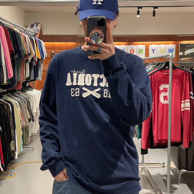 빈티지 롱슬리브 티셔츠(네이비) 