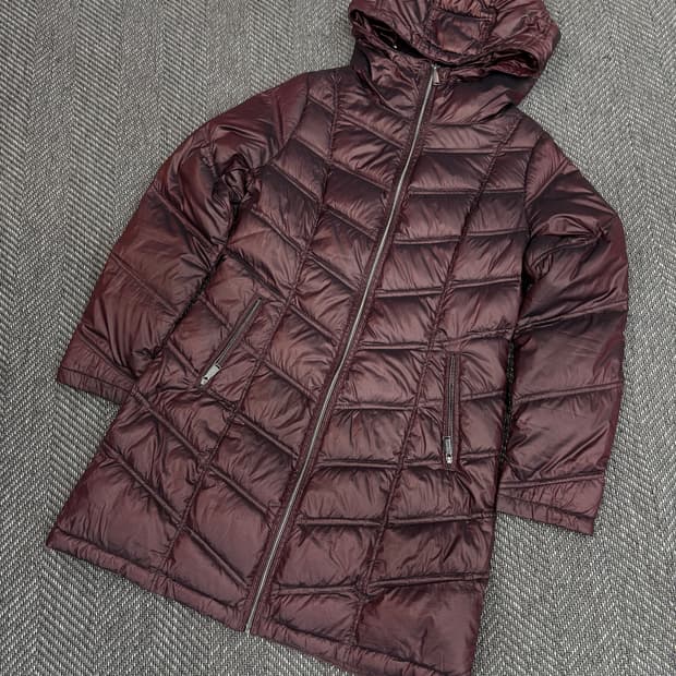 캘빈클라인 롱패딩 버건디