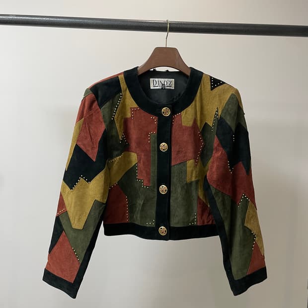 (38) Dino'z 빈티지 패치워크 레더 자켓