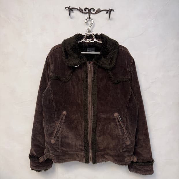 Calvin Klein dark brown corduroy fur jk