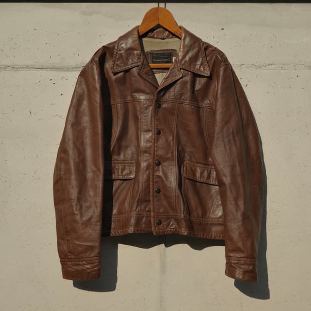 70‘s JC Penney 타운크래프트 레더 크롭 자켓