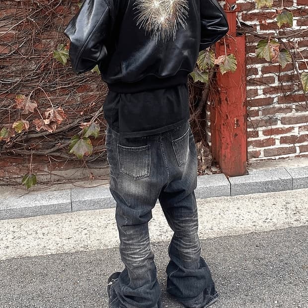 [1] 언더마이카 와이드 플레어 데님 팬츠