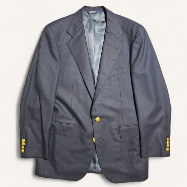 [100-105][폴로 랄프로렌]90's일본판 금장버튼 싱글 울 블레이져