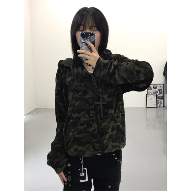Billabong Camo Velvet Zip Up Hoodies 