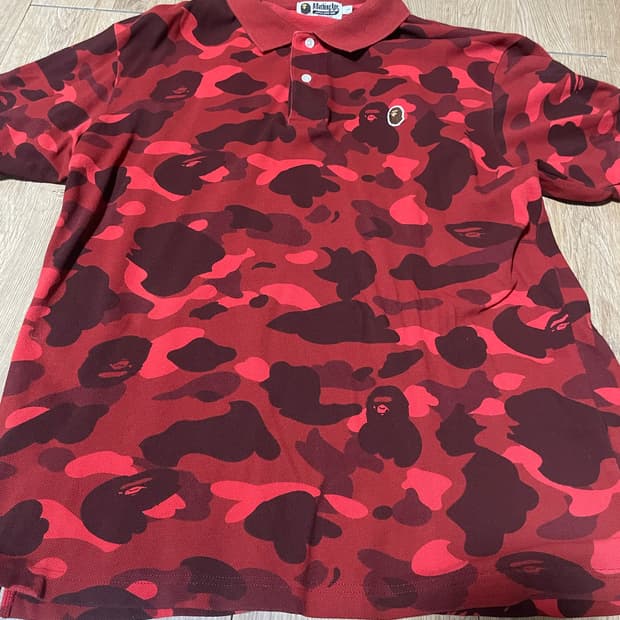 Bape 빨간 반팔 폴로셔츠