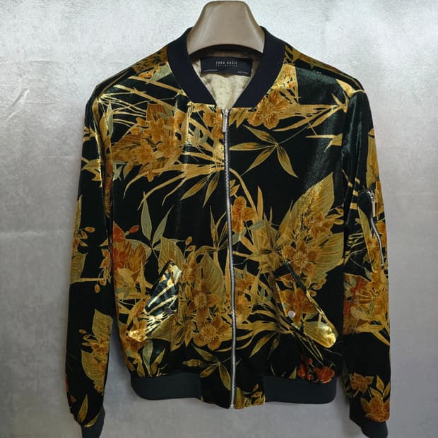 자라 플라워 벨벳 봄버 자켓