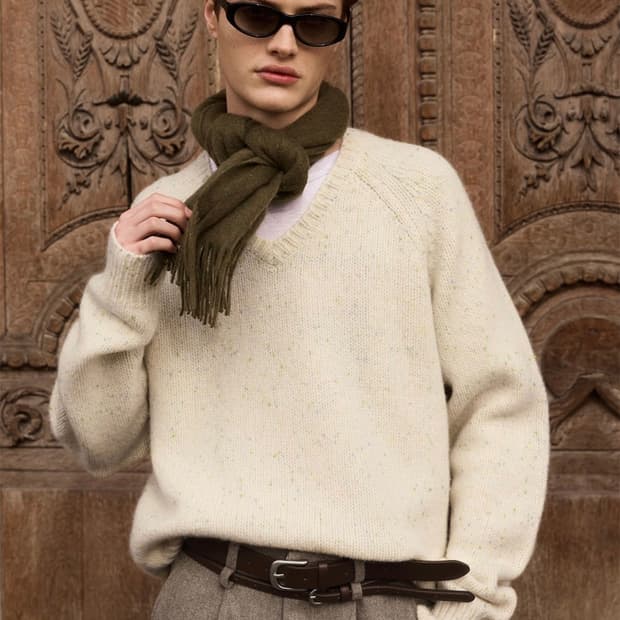 STU / 슈퍼파인 울 브이넥 니트 (크림) / M