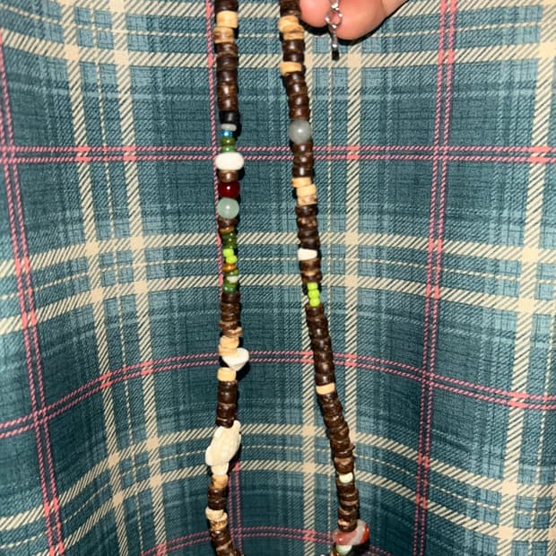 빈티지 비즈 우드 목걸이 / turtle wood necklace