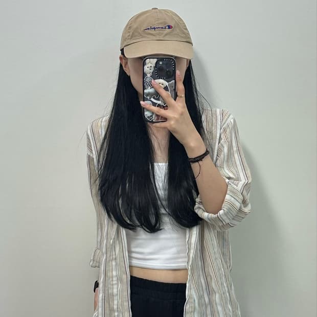 챔피온 자수로고 베이지 나일론 볼캡