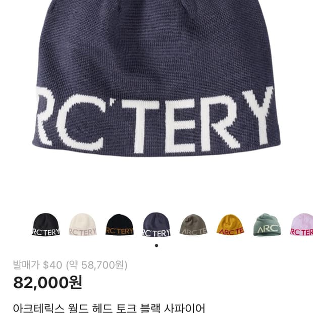 아크테릭스 월드 헤드 토크 블랙 사파이어 비니