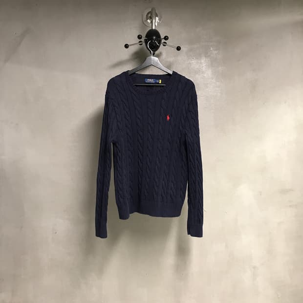 폴로 랄프로렌 QR 케이블 니트 네이비 M
