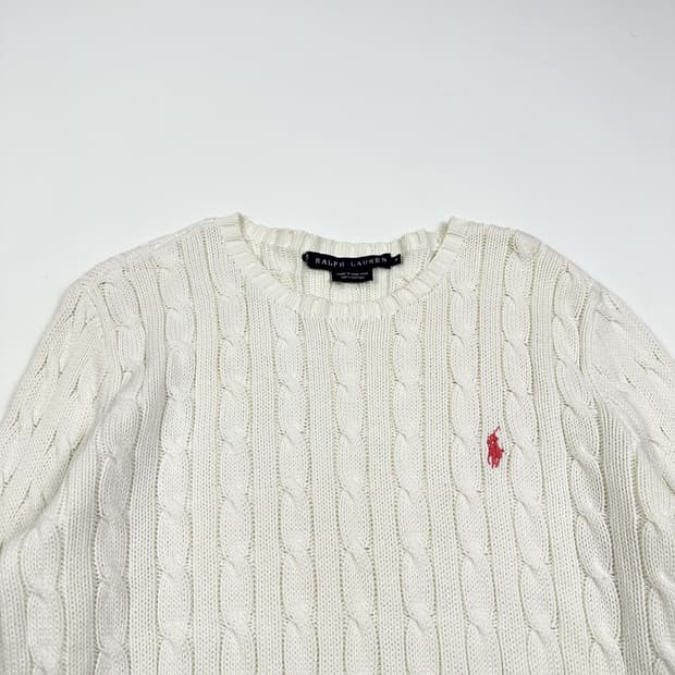 폴로 랄프로렌 포니 화이트 꽈배기 케이블니트 (M 여성추천)
