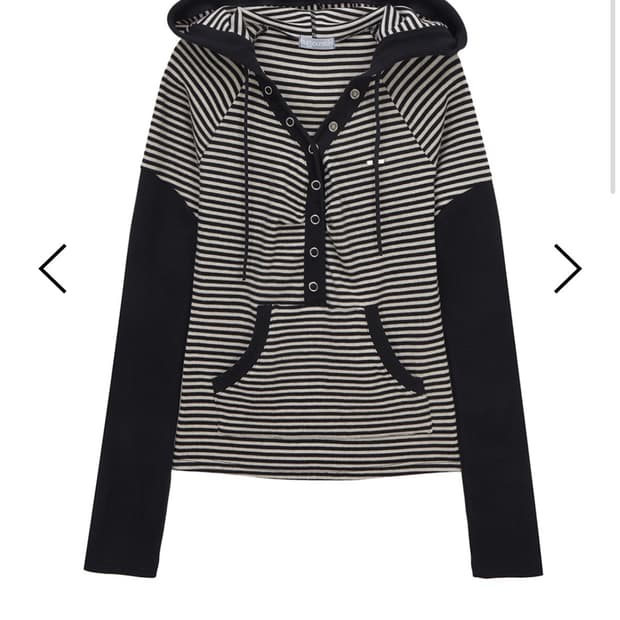 허그유어스킨 스트라이프 스냅 후드티 블랙