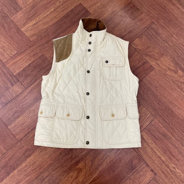 여성 폴로 아이보리 퀼팅 베스트