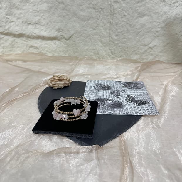 빈티지 원석 로즈쿼츠  다층 팔찌