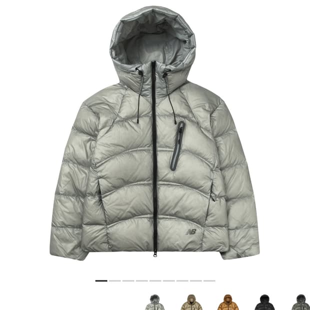 뉴발란스 패딩 플라잉 77 슈퍼라이트 후드형 헤비 라이트 그레이