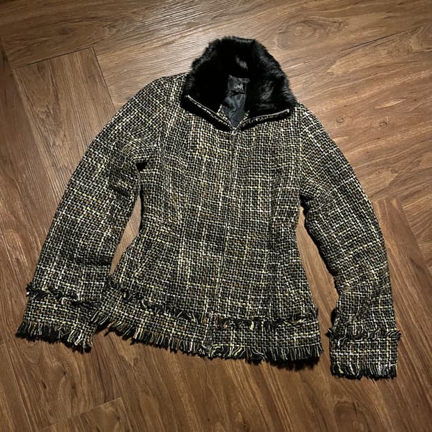 Japanese Vintage 래빗 퍼 그런지 자카드 퍼 자켓