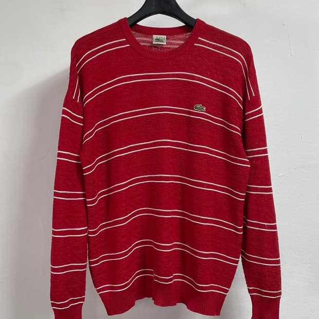 90s 라코스테 단가라 패턴 코튼 니트  (on.468)