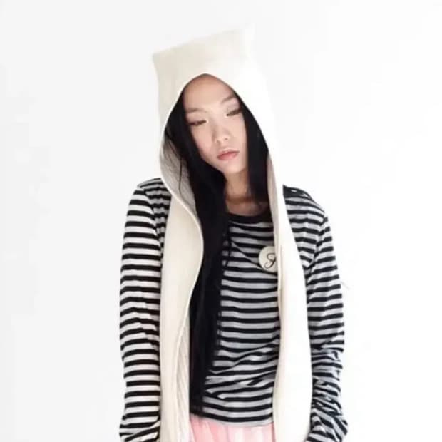 샵페어리 후드 머플러 아이보리 