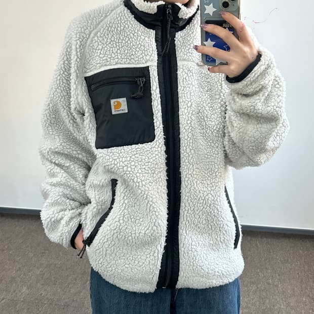 Carhartt 칼하트 블랙아이보리 배색 후리스 집업