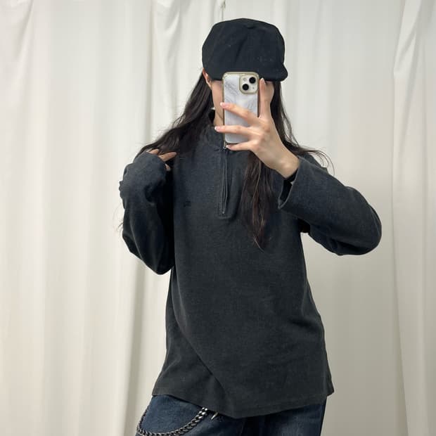 Burberry charcoal half-zip knit 
