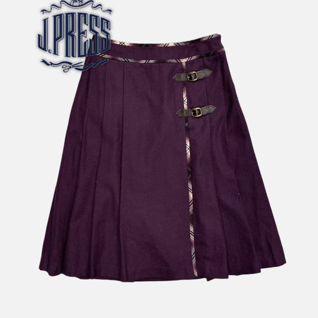 J.PRESS purple wool strap skirt