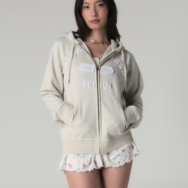 [S] 글로니 보이프렌드 박시 집 업 오트밀