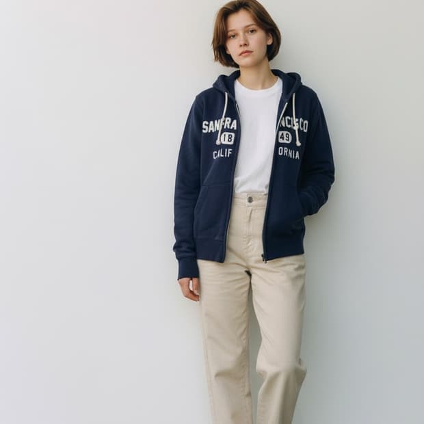 후아유 네이비 후드집업 M