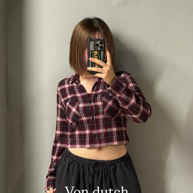 Von dutch back lettering check shirt 