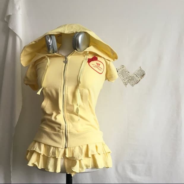 키치한 옐로 후드집업