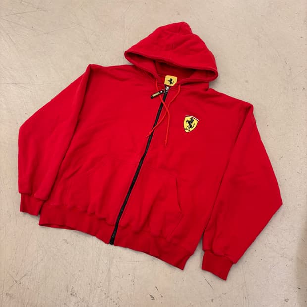 페라리 스몰로고 레드 후드집업