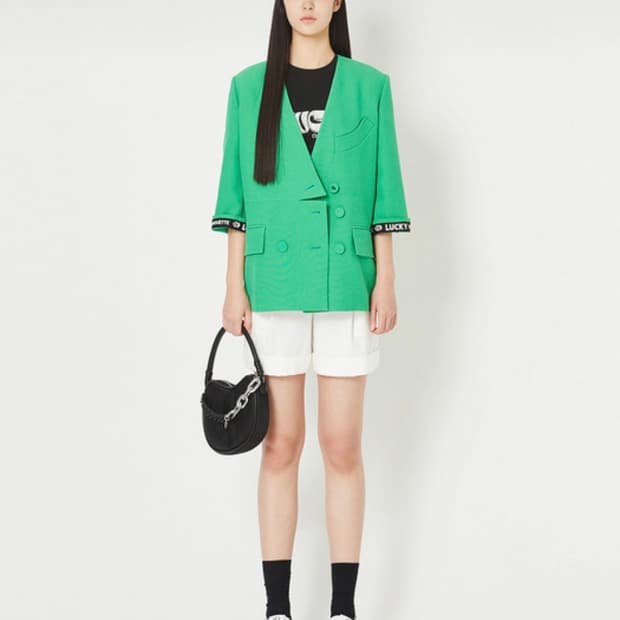 럭키슈에뜨 Linen V-neck Jacket 