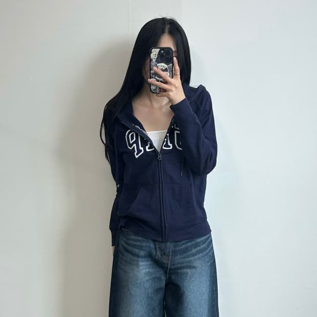 Gap 갭 자수로고 네이비 후드집업