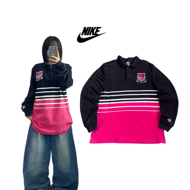 나이키 00s 럭비 PK 카라 올드스쿨 긴팔 티셔츠