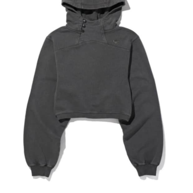 미스치프 사이드 버튼 업 크롭 후드 워시드 차콜 스몰
