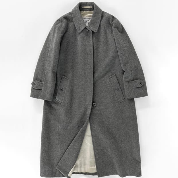 80~90s 빈티지 버버리 울 캐시미어 발마칸 코트